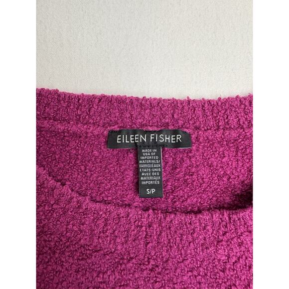 Eileen Fisher Organic Cotton Boucle Raspberry Pink Sweater Oversized Small - Picture 2 of 6